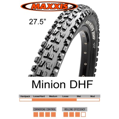 Maxxis Däck Minion DHF 3C/MaxxGrip/EXO/TR, 27,5x2.50, Svart